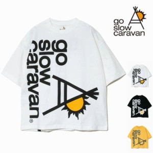 go slow caravan ドデカ ロゴ プリント 半袖 Tシャツ ビッグシルエット クルーネック USAコットン アウトドア キャンプ 外遊び ユニセッ