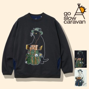 ゴースローキャラバン 長袖Tシャツ キャンパー猫 ダブルフェイス天竺 野営猫 プリント 長袖 Tシャツ ロンTee ユニセックス アウトドア 誕