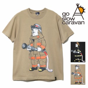 ゴースローキャラバン 半袖 tee クマ 消防士 Tシャツ 消防服 特別消火中隊 ポンプ隊 アウトドア キャンプ 夏 フェス 誕生日 プレゼント