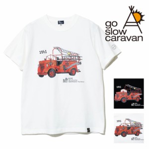 go slow caravan 日産 コラボ 消防車 半袖 Tシャツ ポンプ車 プリント TEE アウトドア キャンプ フェス 誕生日 プレゼント