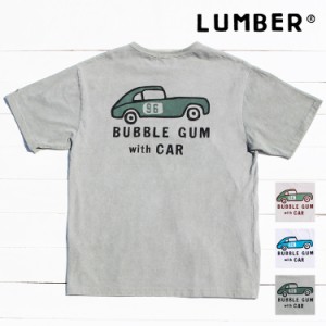 LUMBER 半袖 Tシャツ アメ車 CAR 製品染め 後染め アメカジ プリント バインダーネック ユニセックス アウトドア キャンプ 夏 フェス