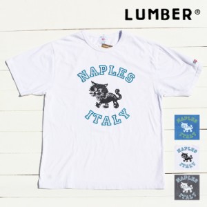 LUMBER 半袖 Tシャツ アメカジ タイガー バインダーネック 綿100% 製品染め 後染め プリント アウトドア キャンプ 夏 フェス