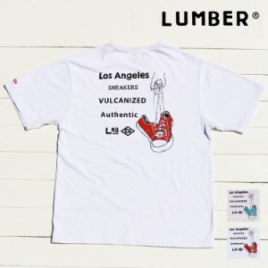 LUMBER 半袖 Tシャツ ロサンゼルス スニーカー 製品染め 後染め アメカジ プリント バインダーネック トップス アウトドア キャンプ 夏 