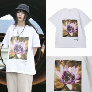 QUOLT カットソー クルーネック 半袖 Tシャツ 綿100% ユニセックス 3D-FLOWER TEE WHITE ホワイト アウトドア キャンプ フェス 誕生日 プ