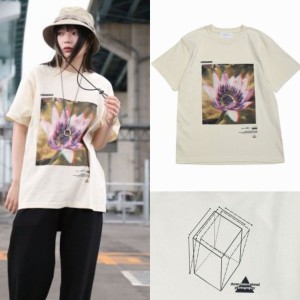 QUOLT 半袖 Tシャツ カットソー クルーネック プリントT ユニセックス 3D-FLOWER TEE IVORY アイボリー アウトドア キャンプ フェス 誕生