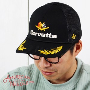 AMERICAN NEEDLE メッシュキャップ Corvette ロゴ 刺繍 帽子 アメカジ ファッション カーブキャップ カジュアル シンプル ゼネラルモータ