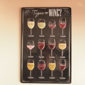 インテリア雑貨 ブリキの壁掛け ティンプレート ワイングラス アンティーク調　エンボス