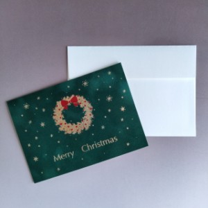 グリーティングカード ベルベットタッチ クリスマスリース クリスマスカード GX-3137