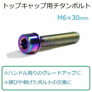 トップキャップ用チタンボルト 1本 M6×30mm 美しいレインボー仕上げ 軽量 高耐久 自転車 カスタム パーツ ハンドル パーツ 高耐久 ワッ