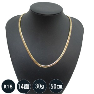 喜平ネックレス k18 メンズ 喜平 18k ネックレス k18ネックレス 18金 十四面 Mカットトリプル(30g-50cm)中留(中折れ)14面Mカット （造幣