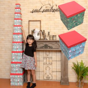 マトリョーシカ クリスマス ギフトボックス クリスマスツリー ボックスタワー インテリア 貼り箱 飾り おしゃれ 北欧 かわいい サンタク