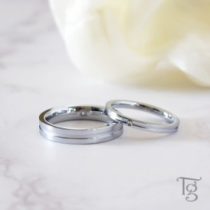 ペアリング 2本セット ステンレス 結婚指輪 刻印 ダイヤモンド つけっぱなし シルバーカラー シンプル おしゃれ 指輪 マリッジリング サ