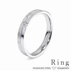 リング メンズ ステンレス 刻印 ダイヤモンド シンプル シルバーカラー ローマ数字 おしゃれ 指輪 サージカルステンレス 316L (grsd145sv