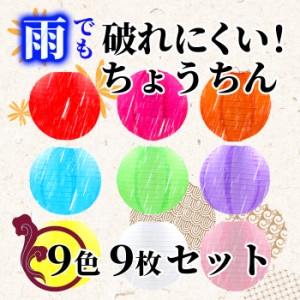 提灯 ちょうちん ナイロン提灯 透かし ネオンカラー 直径約30cm 9色 各1個 合計9個セット 飾り付け ランタン お祭り イルミネーション 映