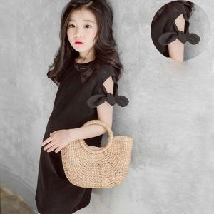 ワンピース キッズ リボン付きワンピース ブラック 半袖 夏服 Tシャツワンピース 子供用 ストラップレス 演出 小學校 発表會の通販はau Wowma ワウマ Your Own Style 商品ロットナンバー