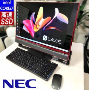 地デジ 視聴 デスクトップ パソコン 中古 NEC ラビィ LAVIE DA770  赤SSD512GB  Corei7 メモリ８GB   中古 一体型  WINDOWS11変更可 液晶