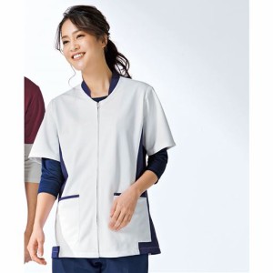 前開きスクラブ(男女兼用・S〜3L・静電防止) S M L LL|9727-709903