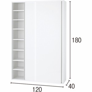 本棚 ラック シェルフ CDラック DVDラック 可動式 扉付き 壁面 引き戸 国産 光沢仕様 引き戸壁面収納本棚 幅120奥行40高さ180cm 819014
