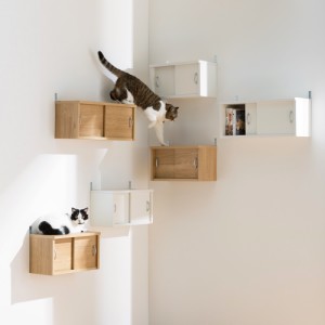 ペット用品 猫と暮らす家具 壁掛け 壁面 収納棚としても使えるキャットステップ 幅60cm 770626
