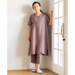 【LINEN＆BASIC/リネン＆ベーシック】リネン100％のルームウェア（パジャマ）　ワンピース・パンツセット M・L レディース　夏用 832584