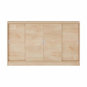 1cmピッチで棚板調整カウンター下引き戸収納庫 幅150cm(4枚扉) 奥行30cm・高さ70cm 752616