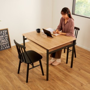 ホームオフィス家具 棚付き アイアン 家電やモバイルが使いやすいダイニングテーブル 幅90cm 822726