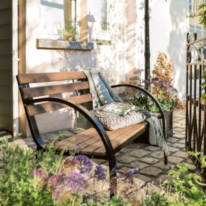 ガーデンファニチャー ガーデンチェア ベンチ お庭を彩る天然木調ベンチ 幅79cm G67019