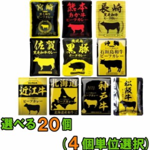 響　国産ご当地和牛肉・豚肉使用レトルトカレー　160g　選べるお好み20個(4個単位選択) 　【送料無料(沖縄・離島除く)】