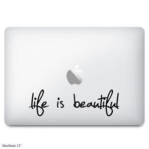 MacBookステッカー スキンシール ライフ イズ ビューティフル Life is beautiful