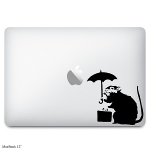 MacBookステッカー スキンシール 傘を持ったネズミ umbrella rat