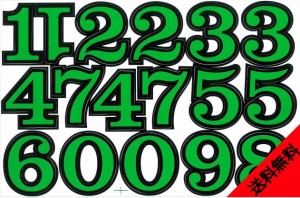 送料無料 防水素材 数字 ステッカー セット ナンバーリング タブレット ゼッケン 背番号 ネーム DIY ヘルメット キャラクター TS-116GRB