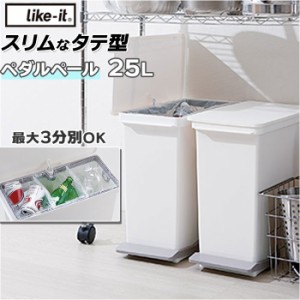 キッチン ゴミ箱 ペダル 25L 通販 ごみ箱 スリム 分別 ペダル式ゴミ箱 低く開く ダストボックス 縦型 タテ型 おしゃれ 蓋つき ふた付き 