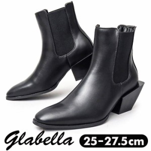 glabella グラベラ ブーツ 通販 GLBB-275 サイドゴアブーツ ショートブーツ メンズ ヒールブーツ ドレスブーツ スクエアハイヒール ロン