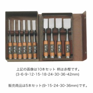 ノミ 鑿 のみ 組のみ 兼友 追入 黒丹 5本組 9・15・24・30・36mm 木箱入 A-6 大工道具 小山金属工業所 三冨D