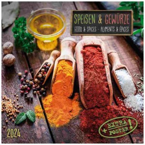 artwork STUDIOS 2024 Calendar 壁掛けカレンダー2024年 Food ＆ Spices/Speisen und Gewurze インテリア 令和6年暦