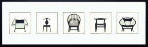 取寄せ品 送料無料 Modern design studio Chair ITH-14043 5連横長額装品 インテリアアートポスター額付