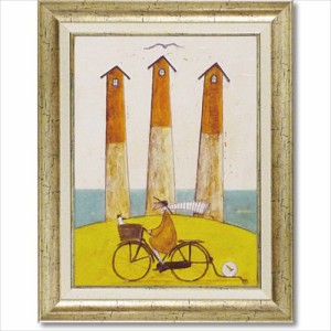取寄品 送料無料 額付き ポスター アート フレーム 海辺のサイクリング サム・トフト