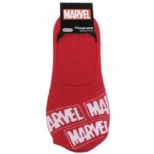 MARVEL 女性用 靴下 レディース フットカバー ボックスロゴ レッド マーベル 23〜25cm キャラクター グッズ メール便可