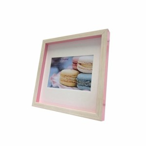 フォトフレーム マカロン フレーム Macaron frame Pink 200x200mm（ハガキサイズマット付） 22.3×22.3×2.5cm 取寄品