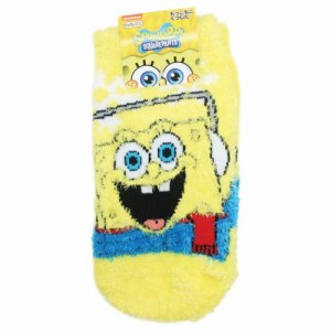 スポンジボブ 子供用 防寒 室内 靴下 キッズ もこもこ ショートソックス スノー SPONGEBOB キャラクター グッズ メール便可