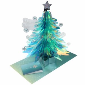 クリスマスカード Pop up Card series ホログラムハニカムラウンドカード グリーン Xmas グッズ メール便可