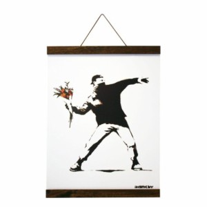 バンクシー ポスター ＆ ポスターハンガー セット Banksy Molotov(Brown Hanger style) Logom ラゴム インテリア 取寄品