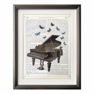 マリオン マコネギー アートフレーム Marion McConaghie Piano＆Butterflies 壁掛け 額付き インテリア 取寄品