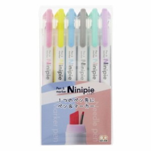 ニードルペン ＆ マーカーペン 6本セット カラーペン Ninipie ニニピー 中学生 高校生 グッズ メール便可