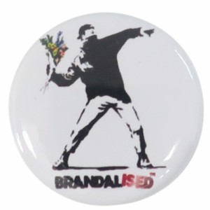 バンクシー 缶バッジ 22mm 豆 缶バッジ Flower Bomber Banksy ART オフィシャル グッズ メール便可