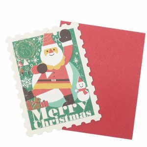 クリスマスカード スタンプ ミニカード サタケシュンスケ サンタクロース Xmas グッズ メール便可