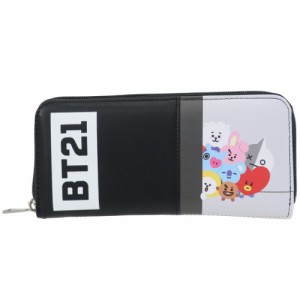 BT21 レディース 長財布 ラウンドファスナー ロングウォレット ブラック1 LINE FRIENDS キャラクター 商品