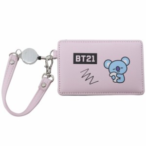 BT21 定期入れ リール付き シングル パスケース KOYA LINE FRIENDS キャラクター 商品 メール便可