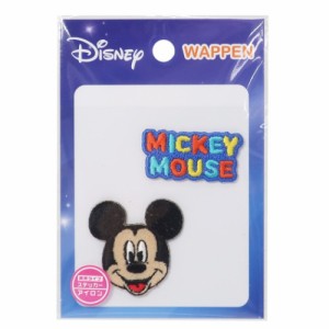 ミッキーマウス ワッペン 2枚セット アイロンパッチ フェイス ロゴ ディズニー キャラクター グッズ メール便可