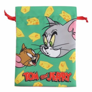 トム＆ジェリー 巾着袋 トラベル きんちゃくポーチ フェイス チーズ ワーナーブラザース キャラクター グッズ